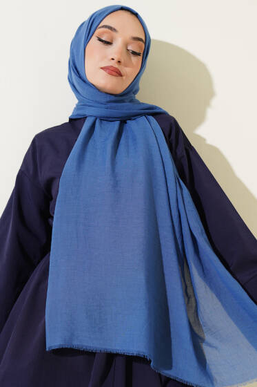 Aya Serisi İnce Pamuk Şal İndigo -160 - Başörtüsü
