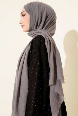 Aya Serisi İnce Pamuk Şal Kayrak Grisi -97 - Başörtüsü