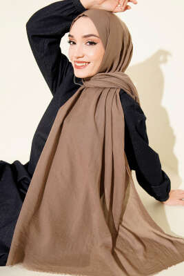 Aya Serisi İnce Pamuk Şal Koyu Vizon -171 - Başörtüsü