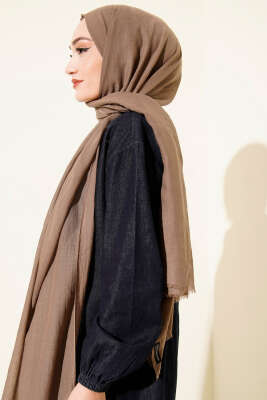 Aya Serisi İnce Pamuk Şal Koyu Vizon - Başörtüsü