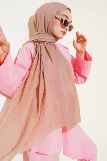 Aya Serisi İnce Pamuk Şal Latte -136 - Başörtüsü