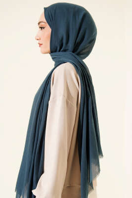 Aya Serisi İnce Pamuk Şal Petrol Yeşili - Başörtüsü