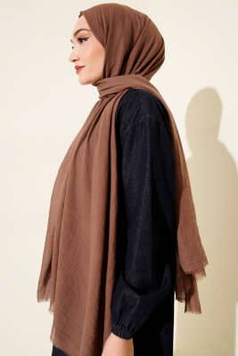 Aya Serisi İnce Pamuk Şal Soft Kahve - Başörtüsü