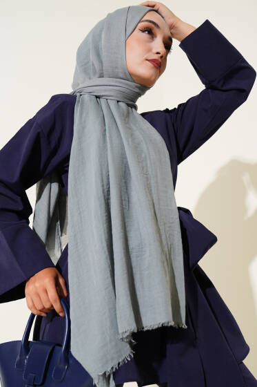 Aya Serisi İnce Pamuk Şal Soft Mavi -166 - Başörtüsü