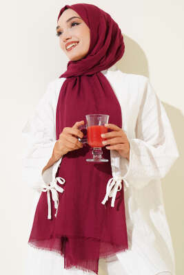 Aya Serisi İnce Pamuk Şal Vişne -62 - MODA KAŞMİR