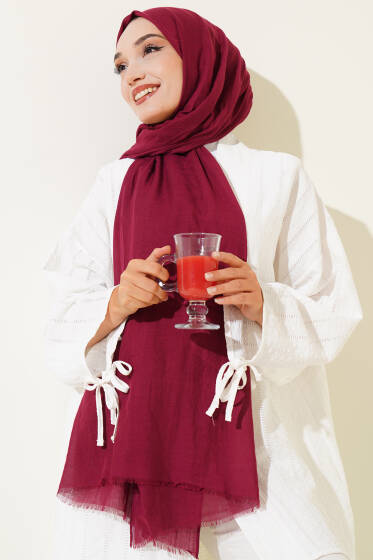 Aya Serisi İnce Pamuk Şal Vişne -62 - Başörtüsü