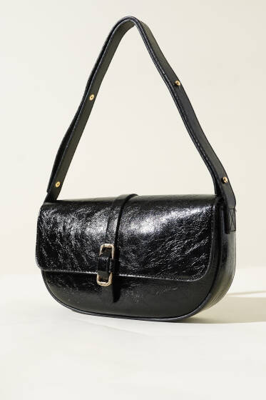 Ayarlanabilir Askılı Çanta Siyah Rugan - Kol Çantası