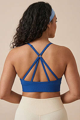 Ayarlı Arkası İpli Büstiyer İndigo - Spor Tayt