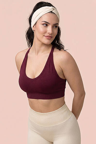 Ayarlı Arkası İpli Büstiyer Vişne - Spor Tayt