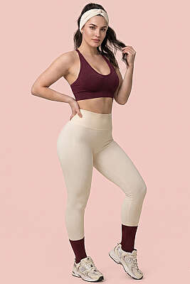 Ayarlı Arkası İpli Büstiyer Vişne - Spor Tayt