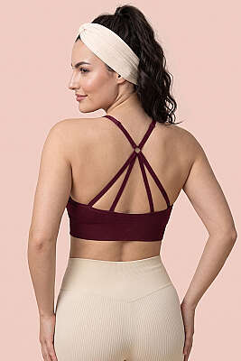 Ayarlı Arkası İpli Büstiyer Vişne - Spor Tayt