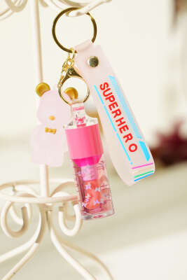 Ayıcık Anahtarlıklı Dudak Parlatıcı Pembe - NEW WELL