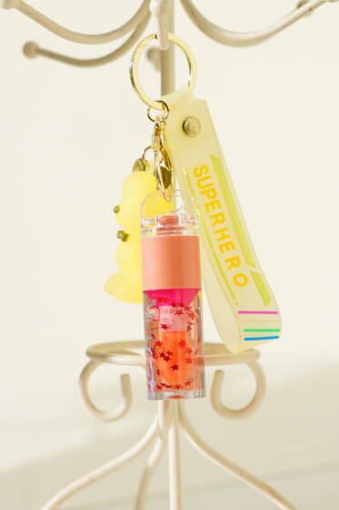 Ayıcık Anahtarlıklı Dudak Parlatıcı Sarı - Makyaj Aksesuarları