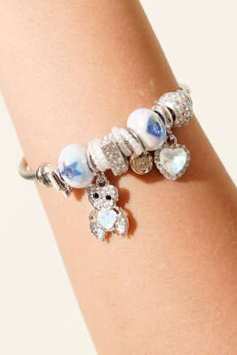 Ayıcık Charmlı Bileklik Bebe Mavi - Bileklik