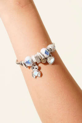 Ayıcık Charmlı Bileklik Bebe Mavi 