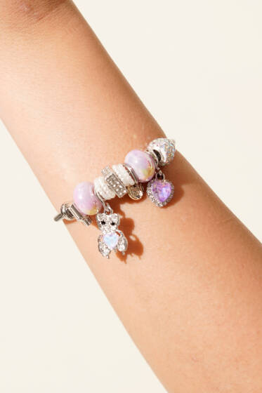 Ayıcık Charmlı Bileklik Lila - Günün Seçilenleri