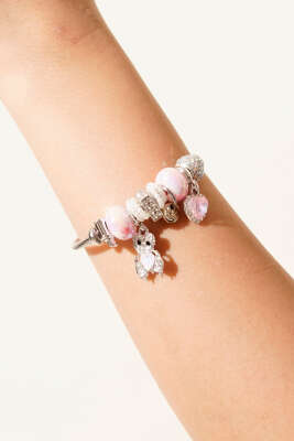 Ayıcık Charmlı Bileklik Pembe 