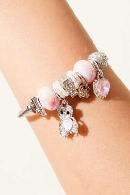 Ayıcık Charmlı Bileklik Pembe - Günün Seçilenleri
