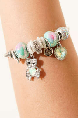 Ayıcık Charmlı Bileklik Yeşil - Günün Seçilenleri