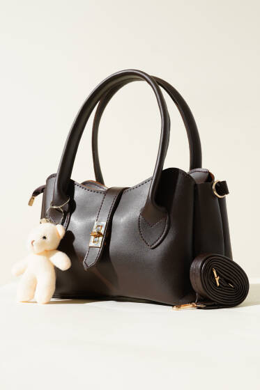 Ayıcık Detaylı Çanta Kahve - Kol Çantası