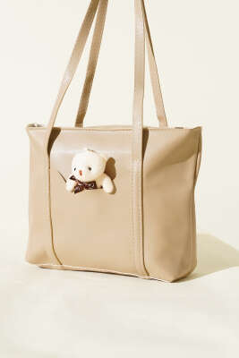 Ayıcık Detaylı Uzun Kulplu Kadın Çanta Bej - ŞENTÜRK ÇANTA