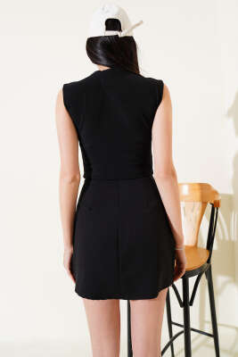 Ayıcık Nakışlı Kolsuz Crop Siyah - Kadın Giyim Modelleri