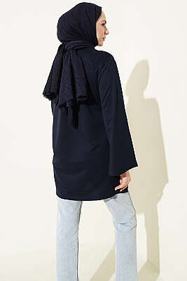 Ayıcık Nakışlı Loyşa Tunik Lacivert - Tunik