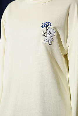 Ayıcık Nakışlı Loyşa Tunik Sarı - Tunik