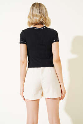 Ayıcık Nakışlı T-shirt Siyah - Yılın Fırsatı