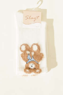 Ayıcık Sakallı Soket Kadın Çorap Ekru - SLAYT