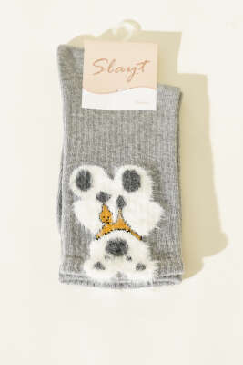 Ayıcık Sakallı Soket Kadın Çorap Gri 