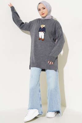 Ayıcıklı Triko Tunik Antrasit - Triko Tunik