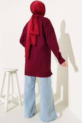 Ayıcıklı Triko Tunik Bordo - Triko Tunik