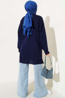 Ayıcıklı Triko Tunik Lacivert - Triko Tunik