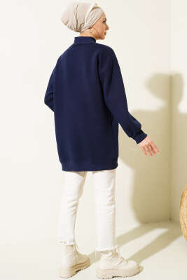 Ayıcıklı Üç İplik Sweatshirt Lacivert - Yılın Fırsatı