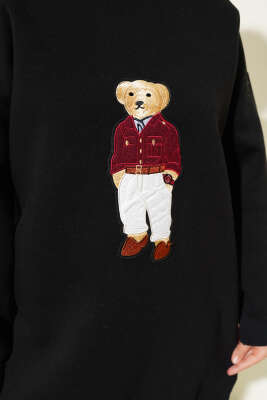 Ayıcıklı Üç İplik Sweatshirt Siyah - Yılın Fırsatı