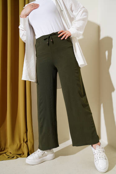 Ayrobin Bel Lastikli Pantolon Haki - Pantolon