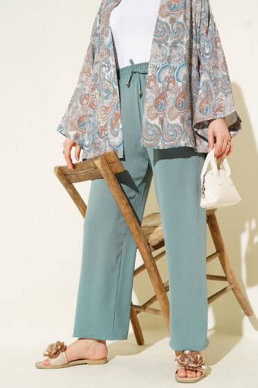 Ayrobin Bol Paça Pantolon Çağla Yeşili - Pantolon