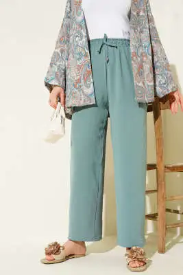 Ayrobin Bol Paça Pantolon Çağla Yeşili - Pantolon