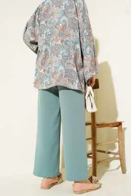 Ayrobin Bol Paça Pantolon Çağla Yeşili - Pantolon