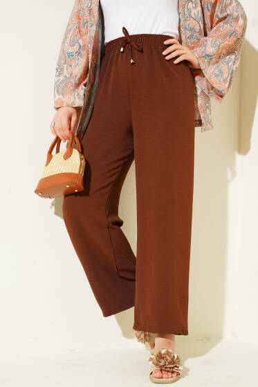 Ayrobin Bol Paça Pantolon Kahve - Pantolon