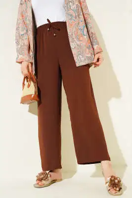Ayrobin Bol Paça Pantolon Kahve - Pantolon
