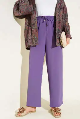 Ayrobin Bol Paça Pantolon Lila - Pantolon