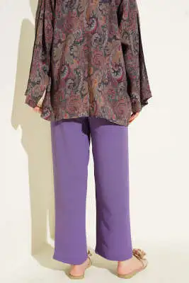Ayrobin Bol Paça Pantolon Lila - Pantolon