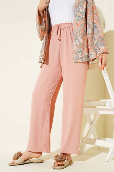 Ayrobin Bol Paça Pantolon Pudra - Pantolon