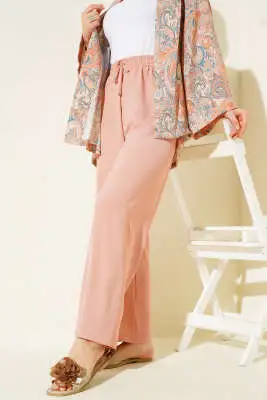 Ayrobin Bol Paça Pantolon Pudra - Pantolon