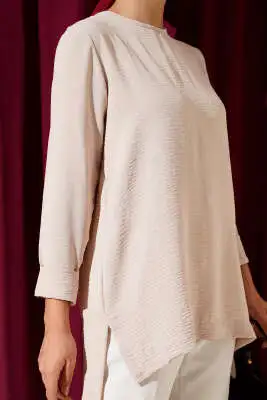 Ayrobin Duble Kol Tunik Bej - Tunik