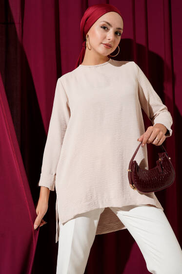 Ayrobin Duble Kol Tunik Bej - Yılın Fırsatı