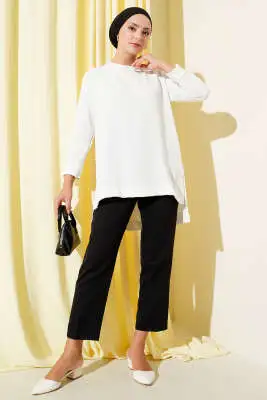 Ayrobin Duble Kol Tunik Beyaz - Tunik