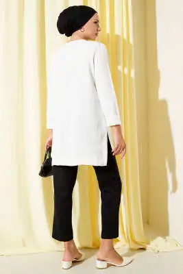 Ayrobin Duble Kol Tunik Beyaz - Tunik